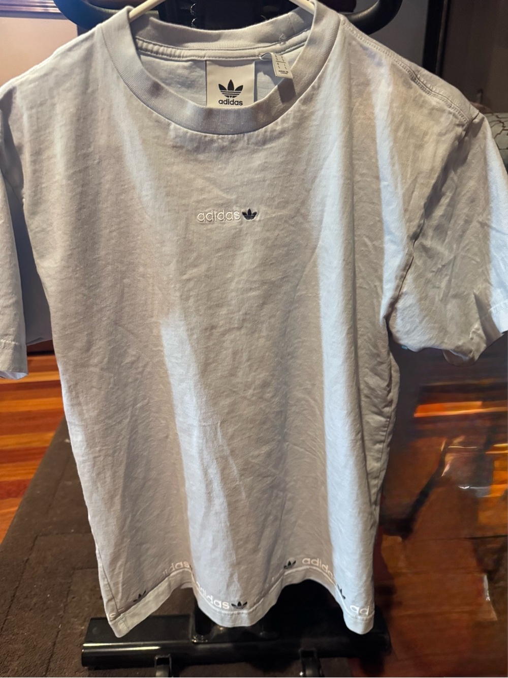 adidas Light Gray Short Sleeve Trefoil Logo Tee